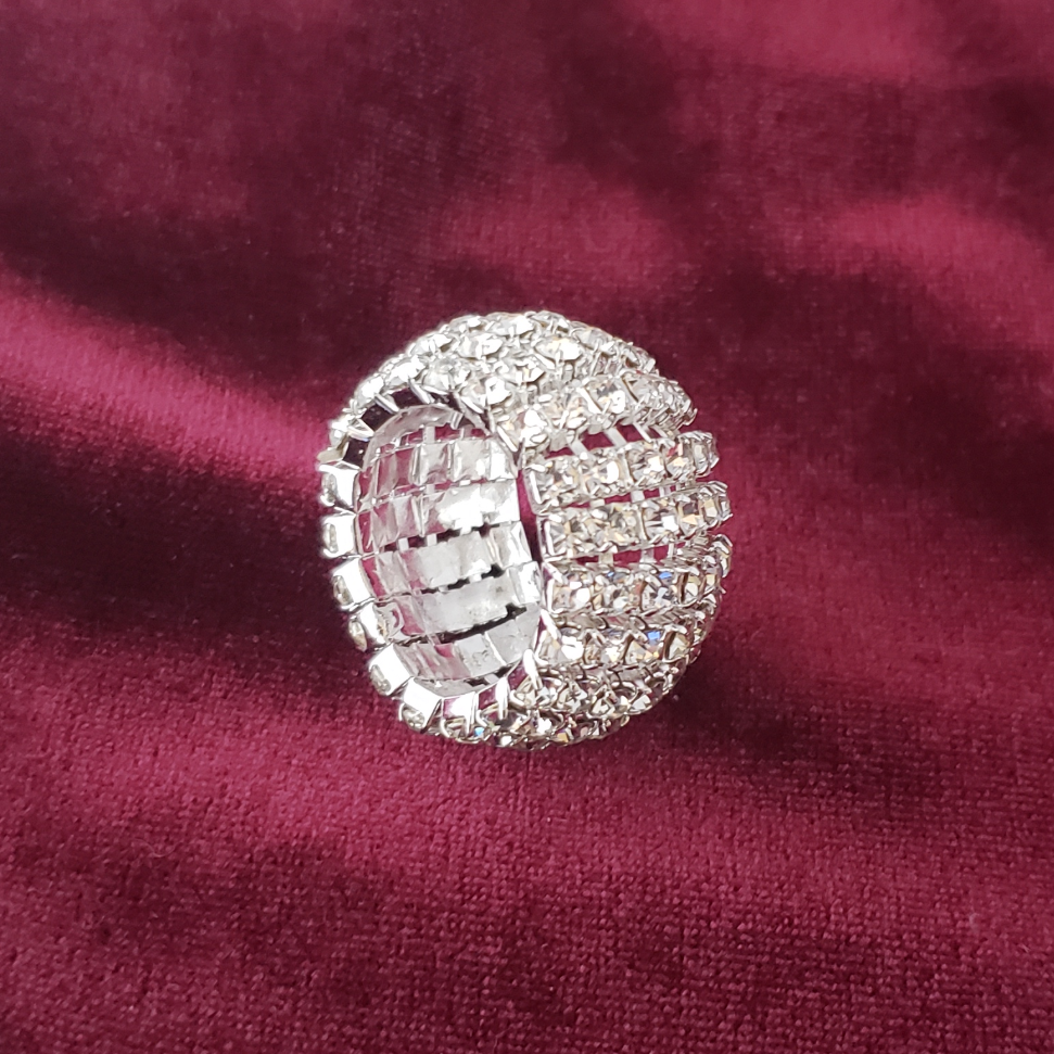 6-Row Stretch Dome Rhinestone Ring