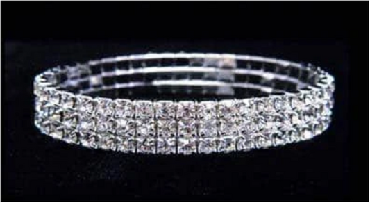 3-Row Rhinestone Stretch Bracelet