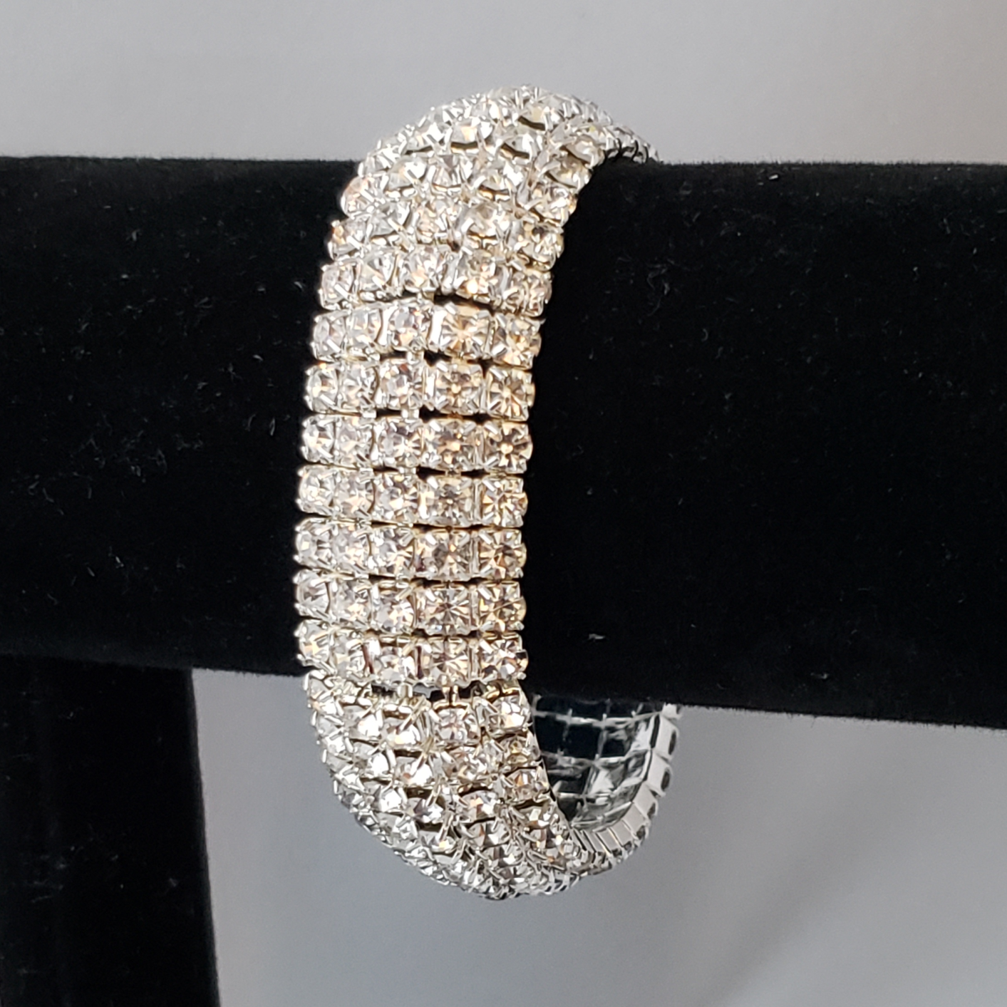 5-Row Dome Rhinestone Stretch Bracelet