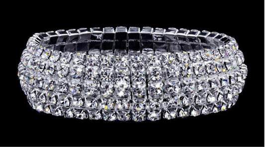 5-Row Dome Rhinestone Stretch Bracelet