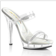 Clear 5" Heel Platform Slide – Two‑Band Rhinestone Competition Shoe
