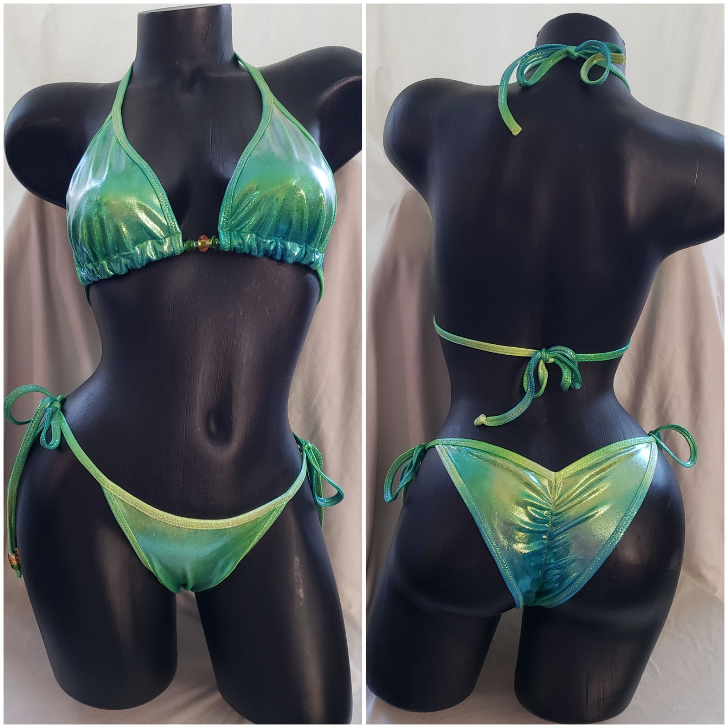 Made-To-Order Custom Beaded Tie Scrunch Bikini