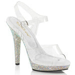 Clear 5" Platform Sandal – Rhinestone Ankle‑Strap Competition Heel